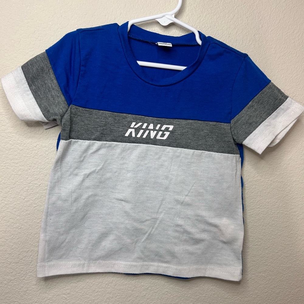 SHEIN Blue, Gray, and White Kids Tee